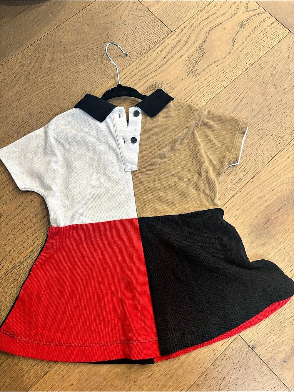 Burberry Kids Colorblock Cotton Piqué Polo Dress Baby 18M